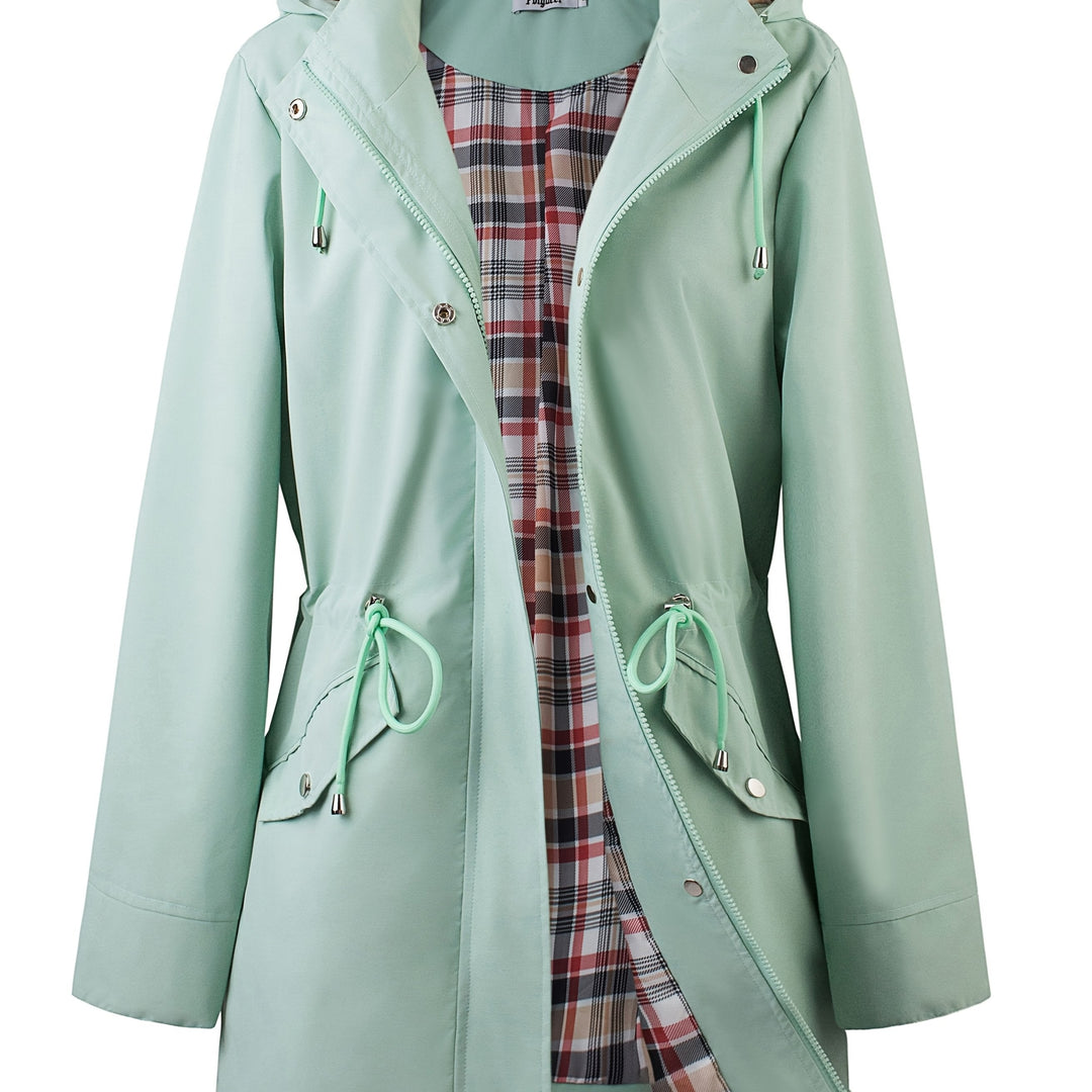 Hooded Zip Up Coat with Drawstring Waist Modeberg Bern