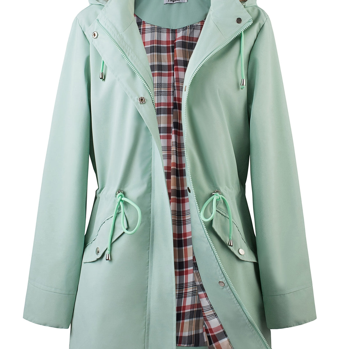 Hooded Zip Up Coat with Drawstring Waist Modeberg Bern