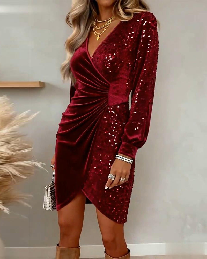 V-Neck Sequined Velvet Evening Dress Modeberg Bern