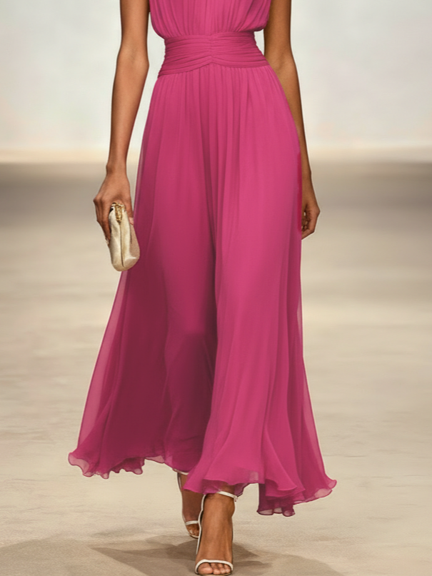 Sleeveless Ruched A-Line Wedding Guest Maxi Dress Modeberg Bern