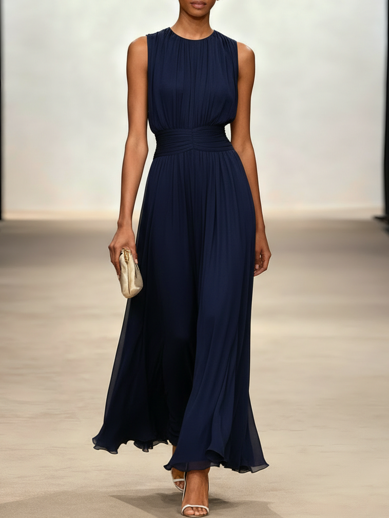 Sleeveless Ruched A-Line Wedding Guest Maxi Dress Modeberg Bern