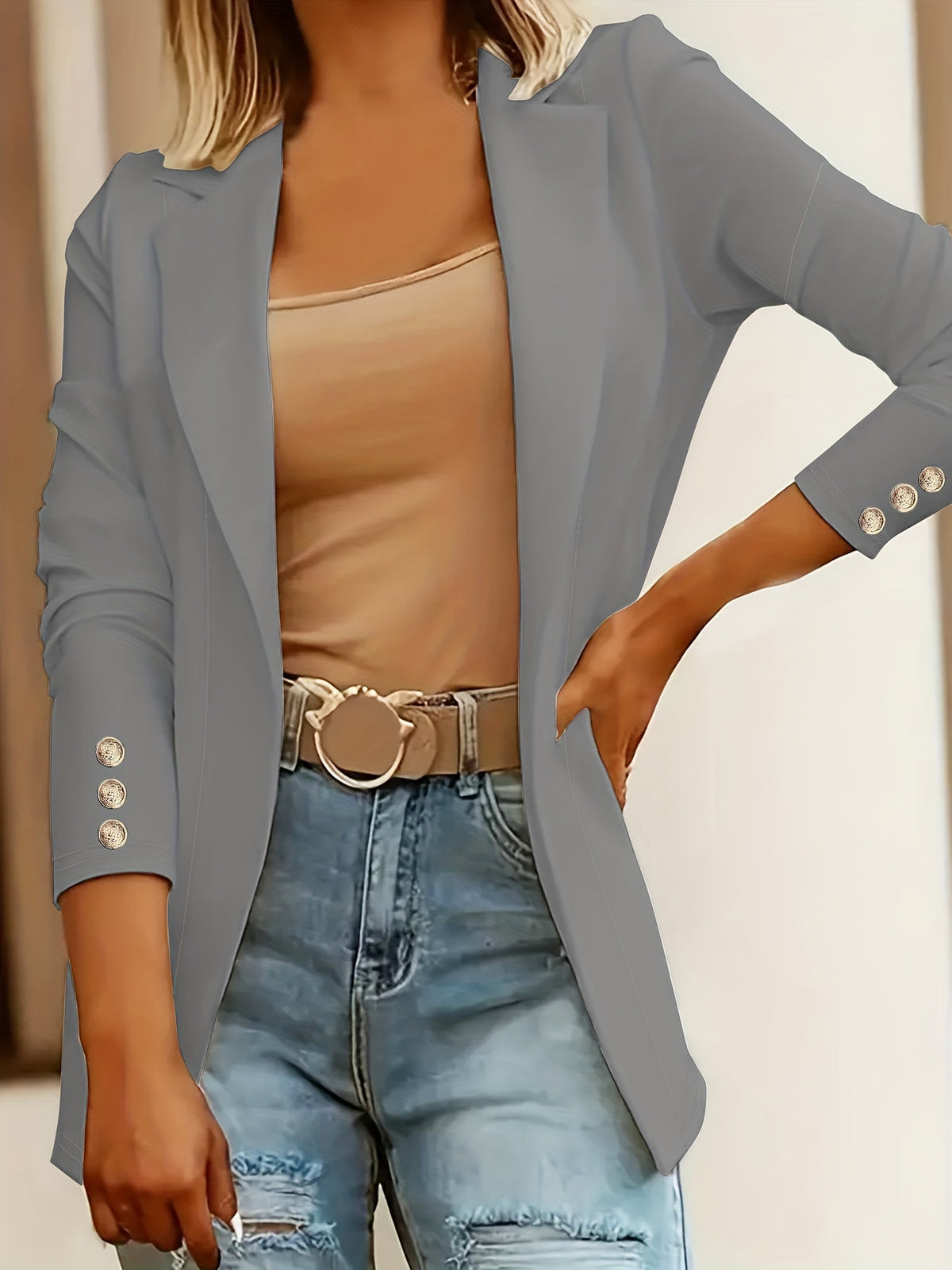 Mid-Length Lapel Coat with Decorative Button Cuffs Modeberg Bern