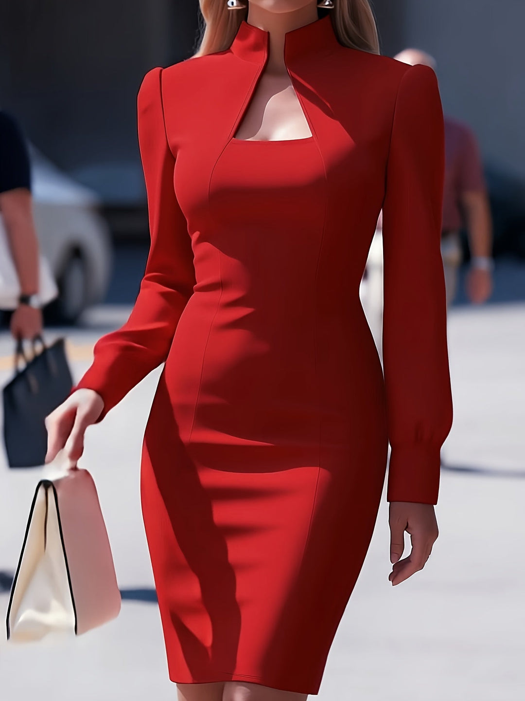 High Neck Long Sleeve Fitted Winter Dress Modeberg Bern