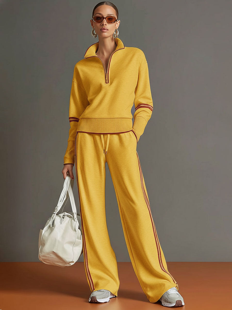 Half-Zip Tracksuit Co-Ord Set with Wide-Leg Trousers Modeberg Bern