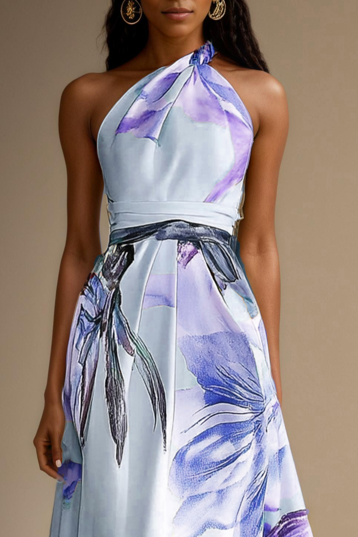 Floral Satin One-Shoulder Wedding Guest Maxi Dress Modeberg Bern