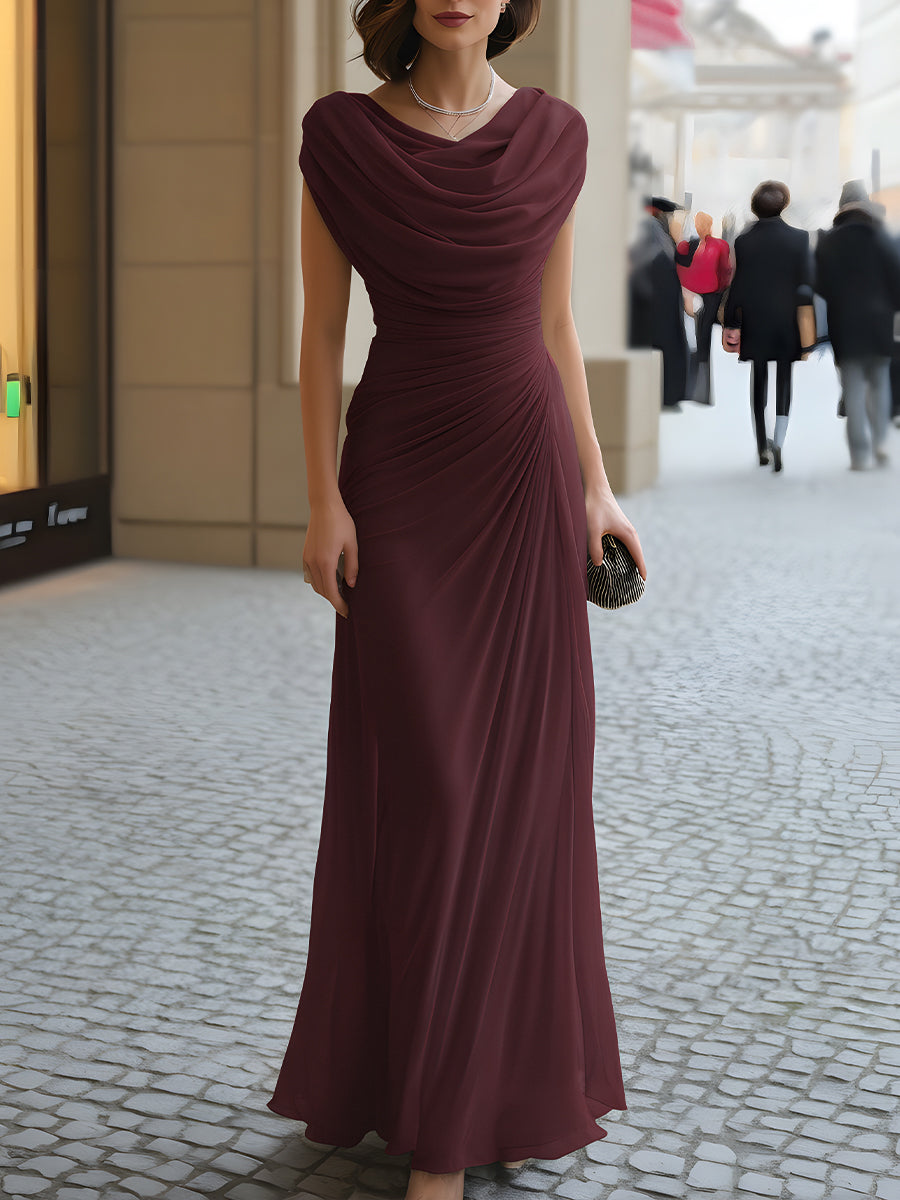 Cowl Neck Ruched Wedding Guest Maxi Dress Modeberg Bern