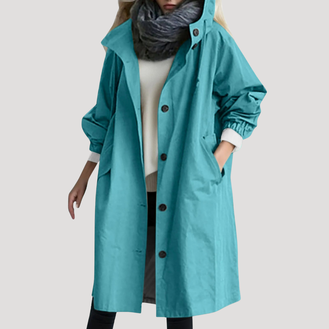 Hooded Button Front Coat for Women Modeberg Bern