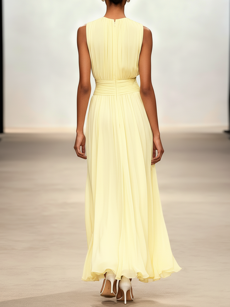 Sleeveless Ruched A-Line Wedding Guest Maxi Dress Modeberg Bern