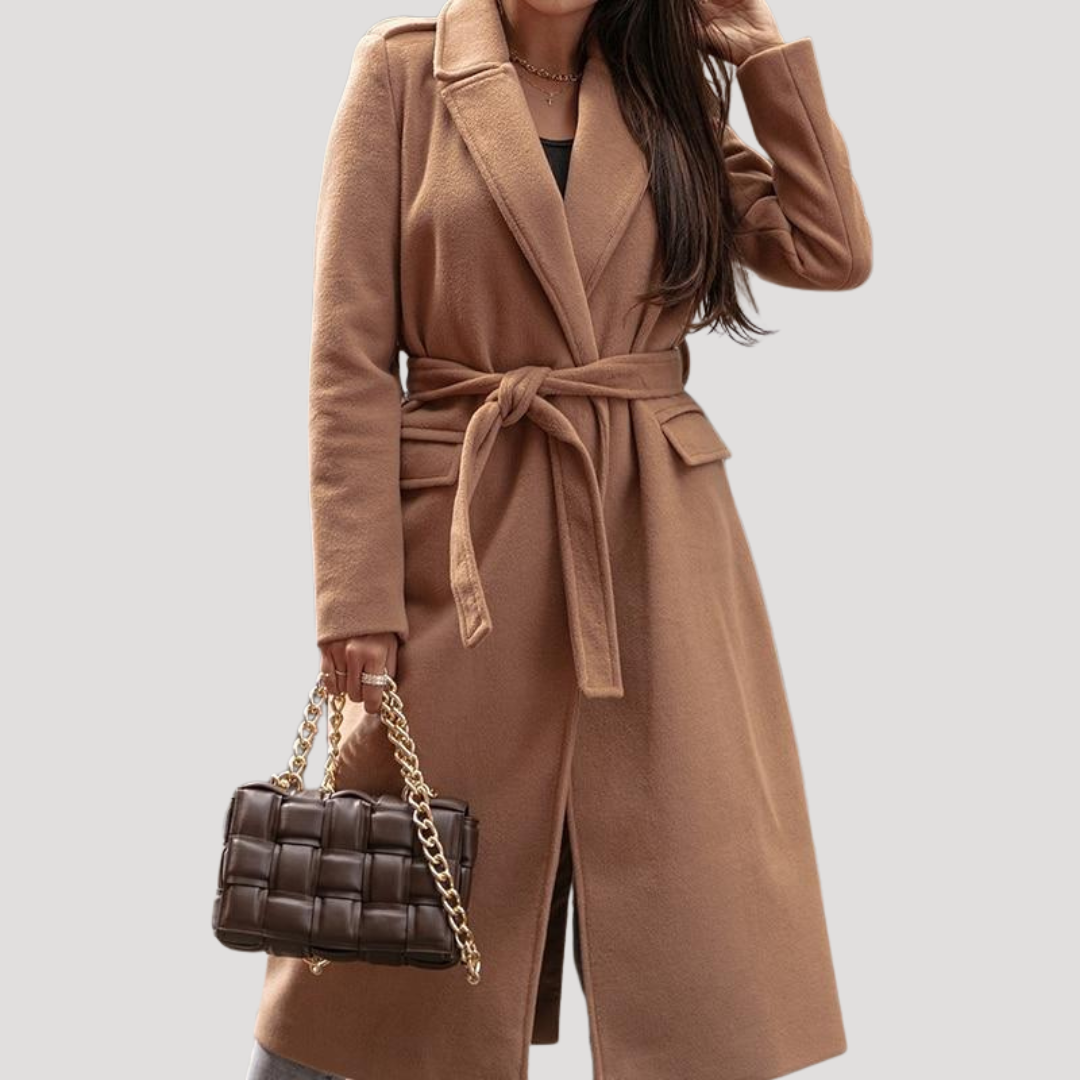 Longline Belted Coat with Tie Waist Modeberg Bern