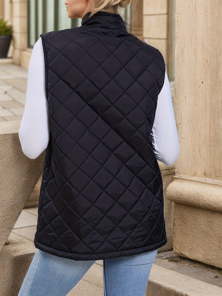 Diamond-Quilted Longline Sleeveless Jacket Modeberg Bern