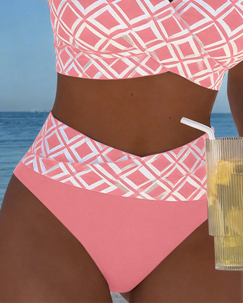 Nina™ Zweiteiliger Bikini mit Bh-Schnitt und Rautenmuster für Damen