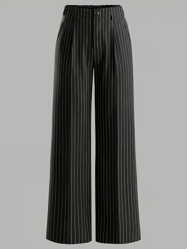 Striped Slim Fit Straight Leg Office Trousers Modeberg Bern