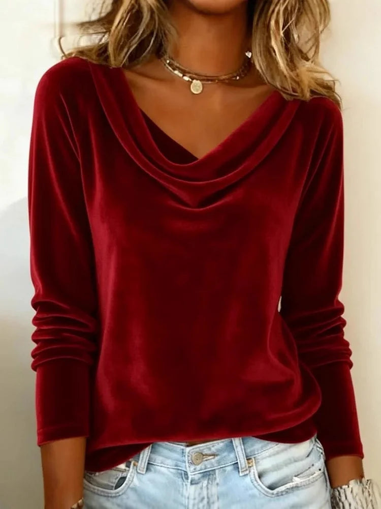 Women's Long Sleeve Velvet Blouse Modeberg Bern