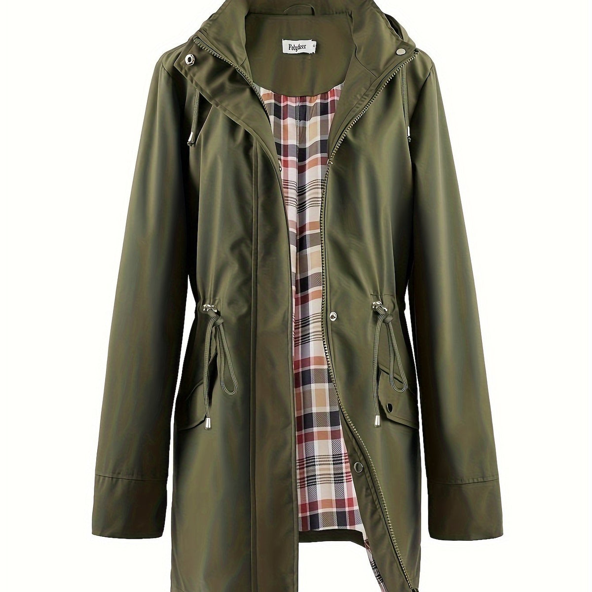 Hooded Zip Up Coat with Drawstring Waist Modeberg Bern