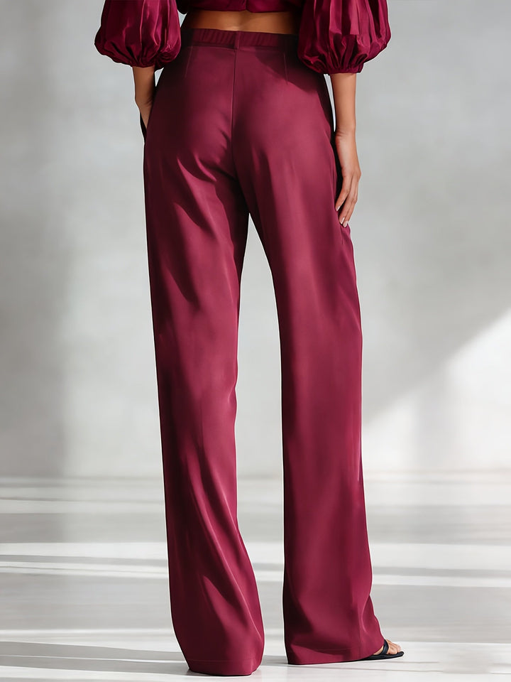 Elegant Satin Trousers with Pockets Modeberg Bern