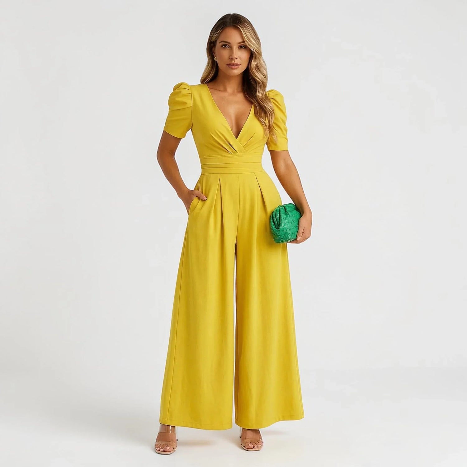 Wide-Leg Puff Sleeve Tailored Jumpsuit Modeberg Bern