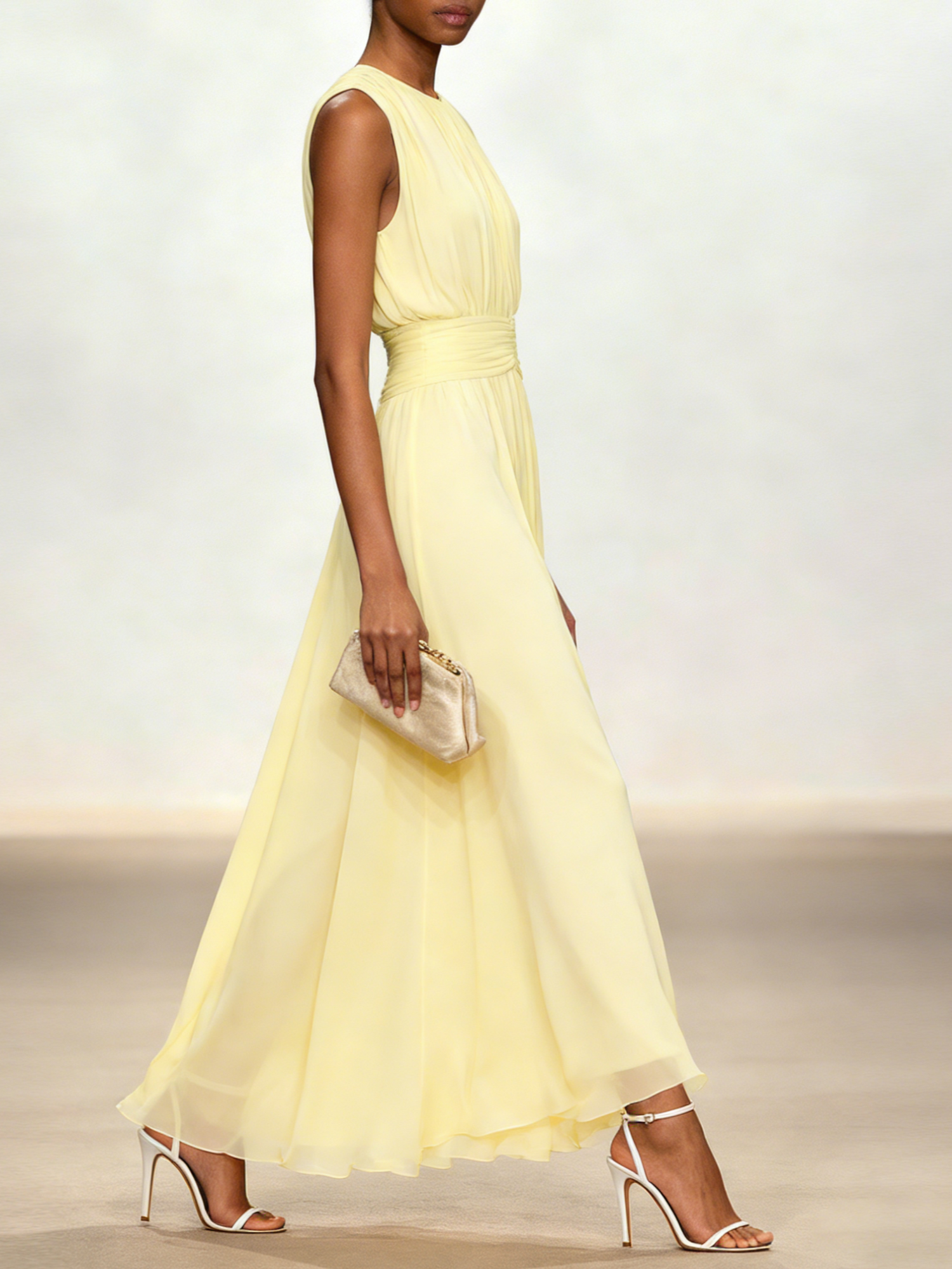Sleeveless Ruched A-Line Wedding Guest Maxi Dress Modeberg Bern