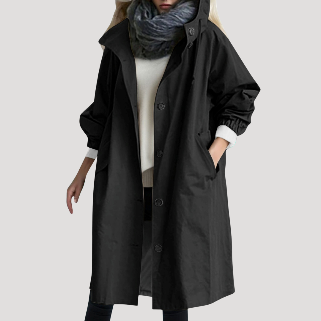 Hooded Button Front Coat for Women Modeberg Bern