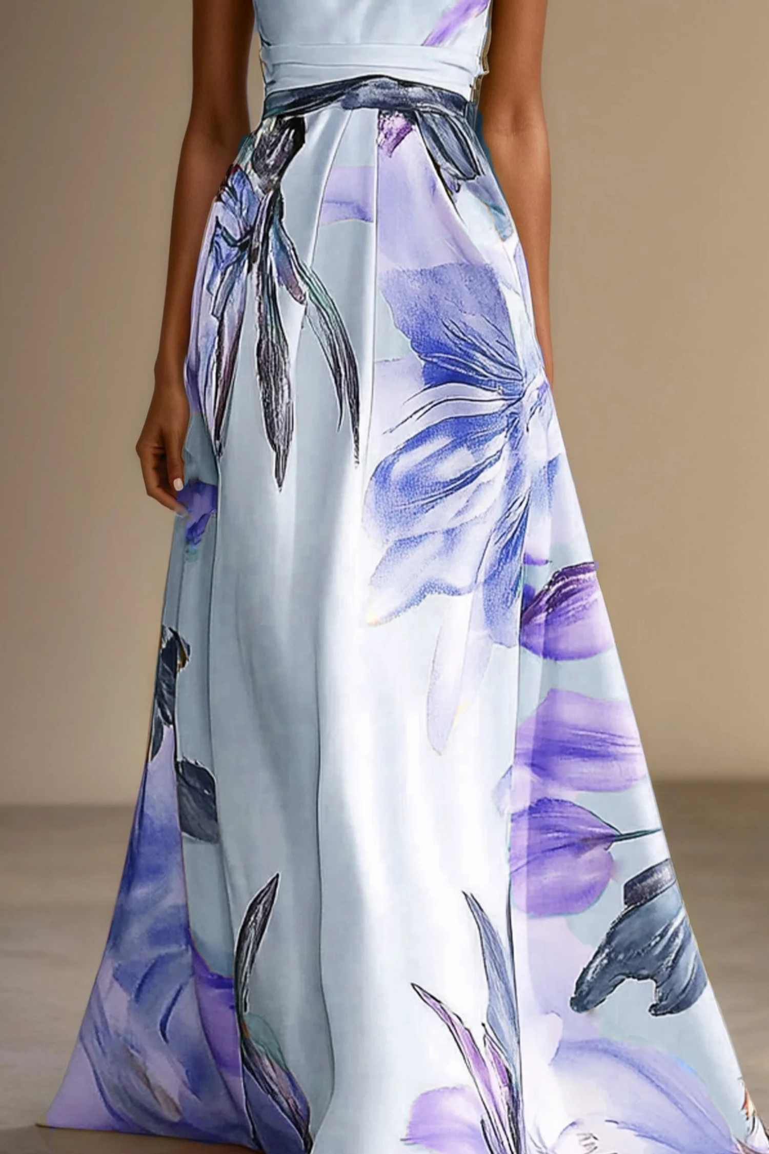Floral Satin One-Shoulder Wedding Guest Maxi Dress Modeberg Bern