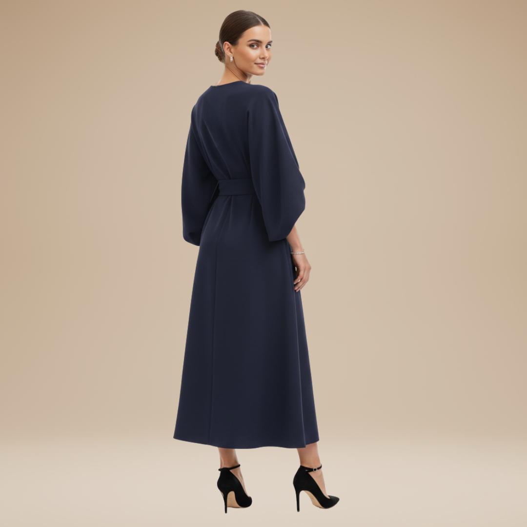 Belted Wide Sleeve Wrap Midi Dress Modeberg Bern