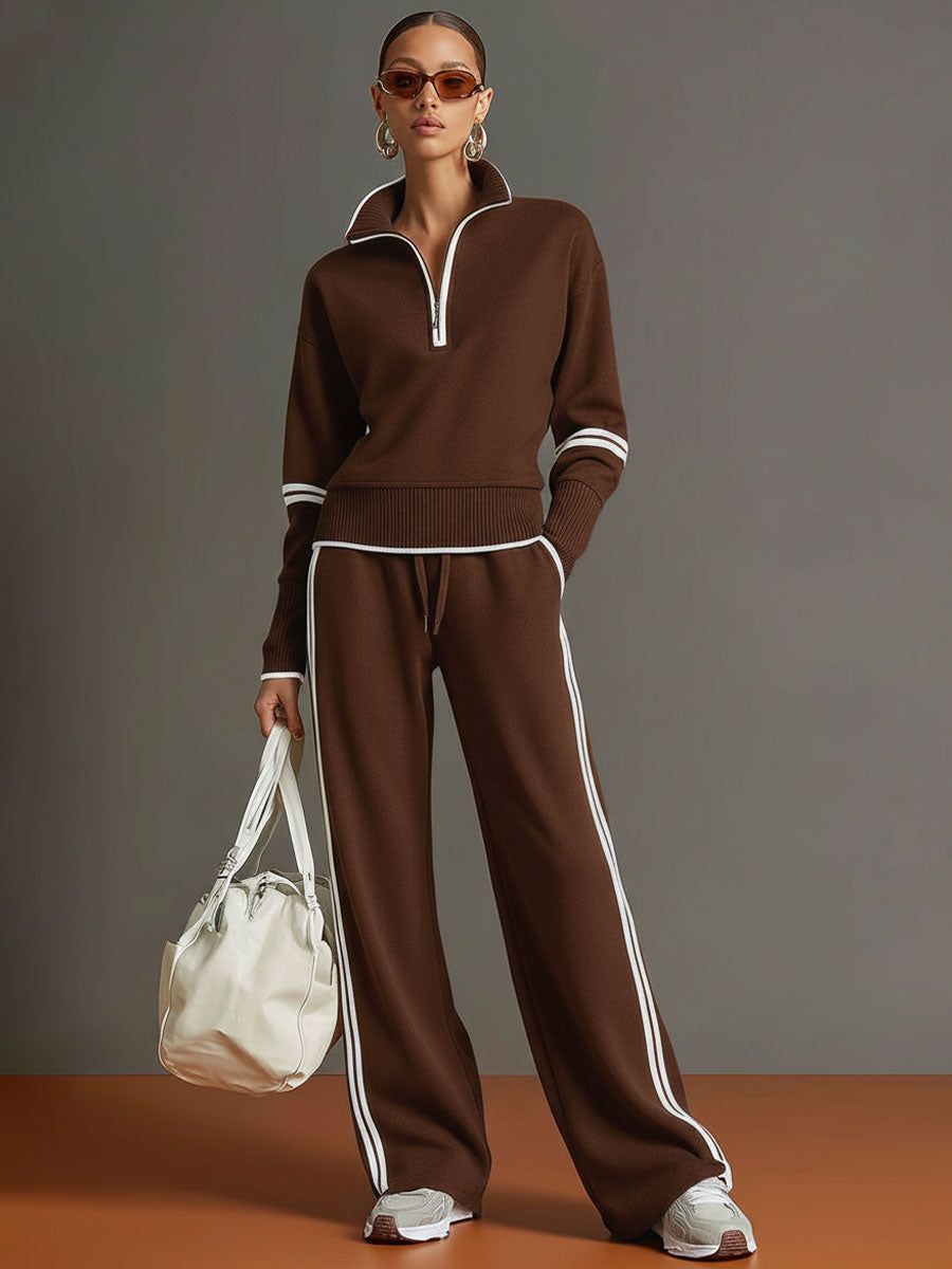 Half-Zip Tracksuit Co-Ord Set with Wide-Leg Trousers Modeberg Bern
