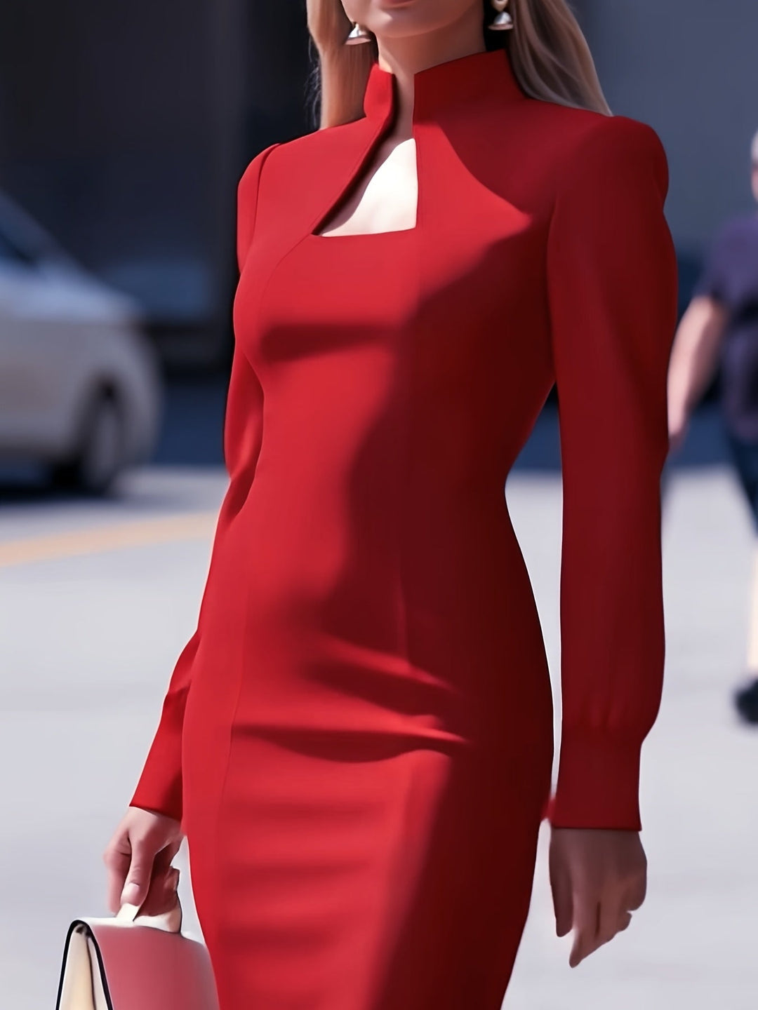 High Neck Long Sleeve Fitted Winter Dress Modeberg Bern