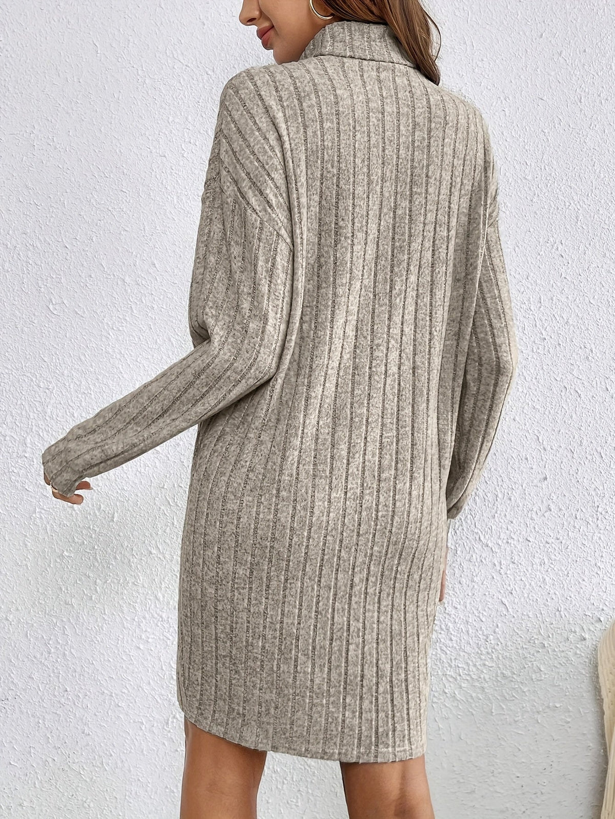 Ribbed Roll Neck Jumper Dress with Stretch Knit Modeberg Bern