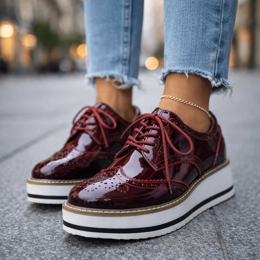 Leather Brogue Platform Heels Modeberg Bern