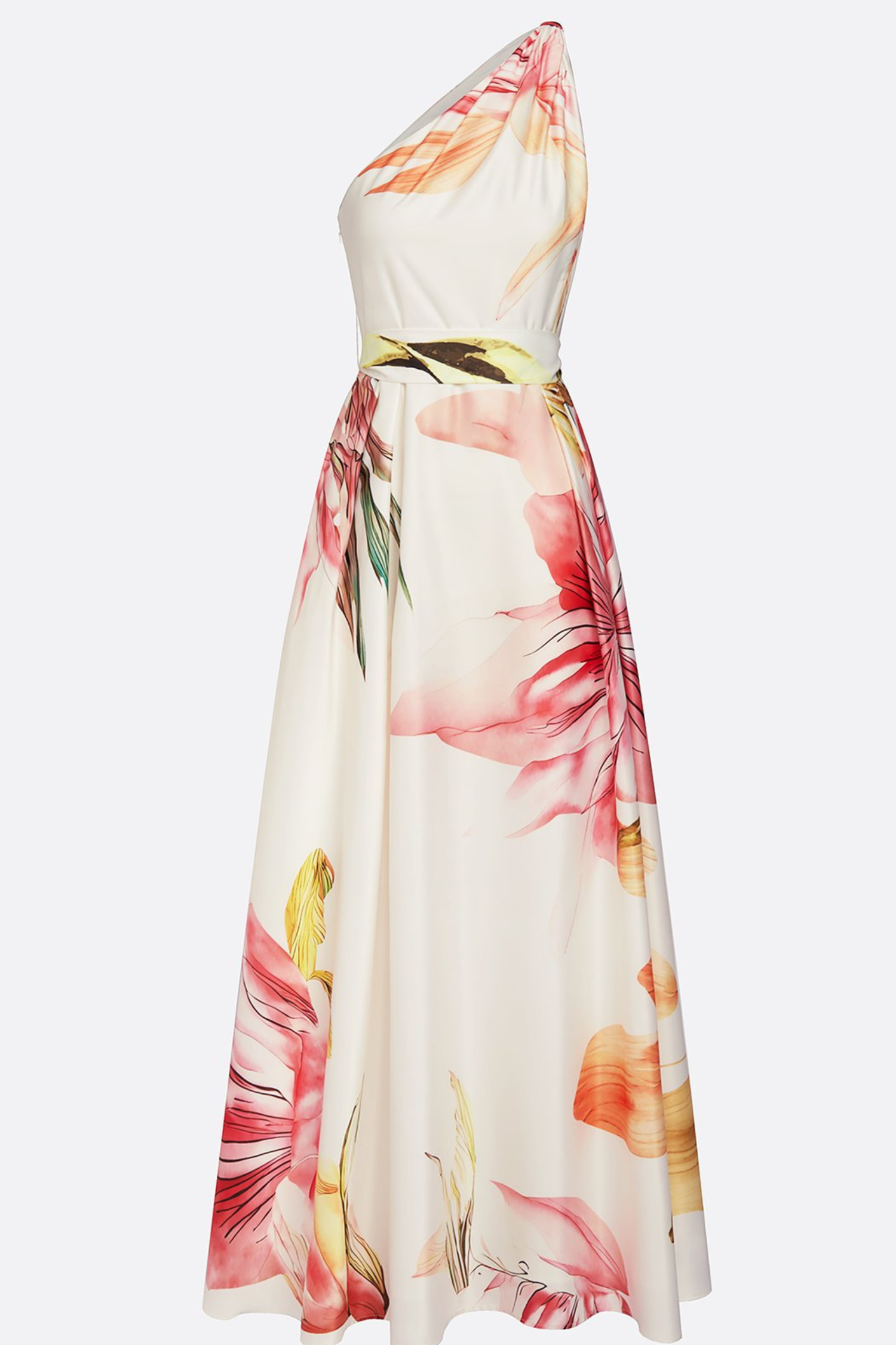Floral Satin One-Shoulder Wedding Guest Maxi Dress Modeberg Bern