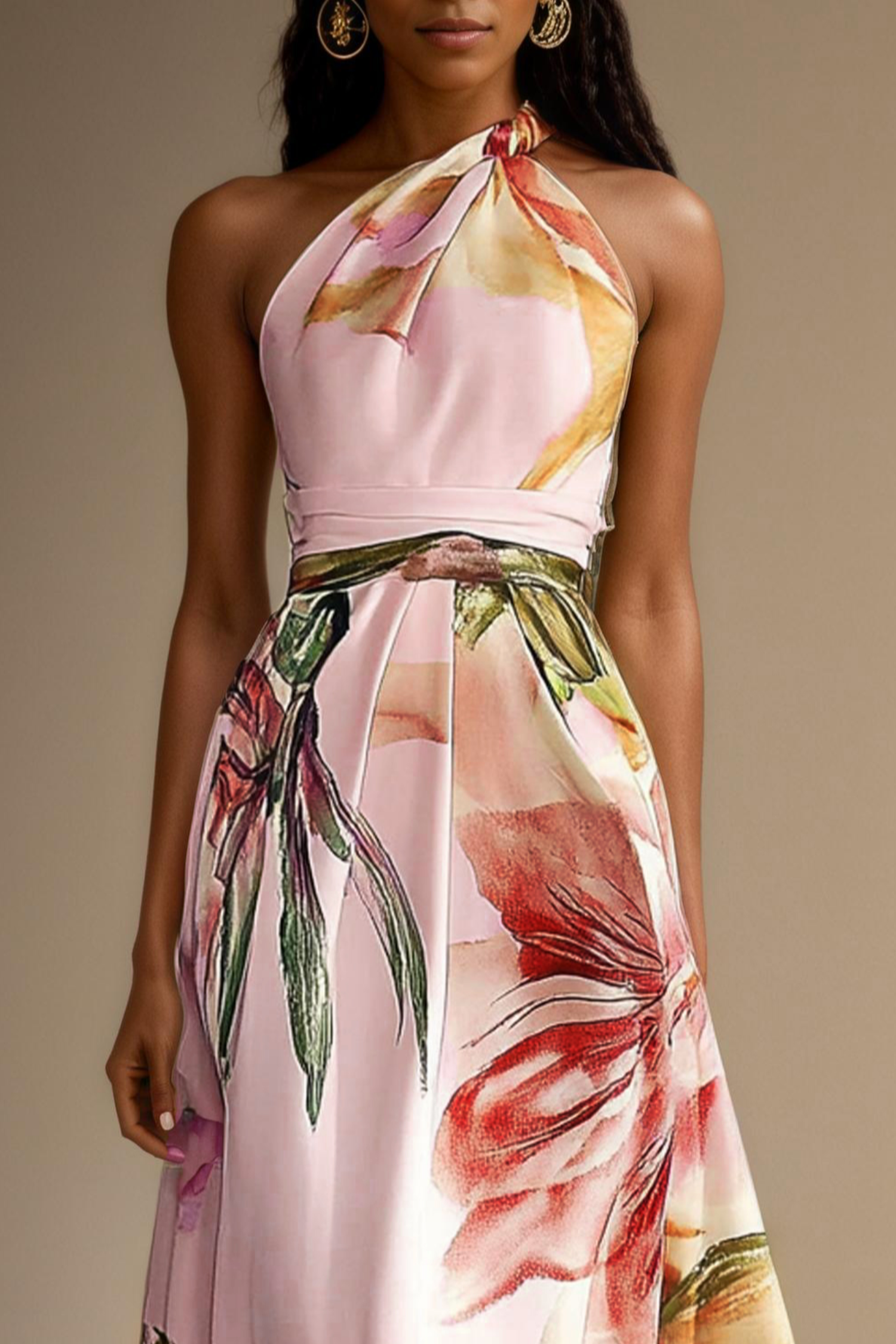 Floral Satin One-Shoulder Wedding Guest Maxi Dress Modeberg Bern