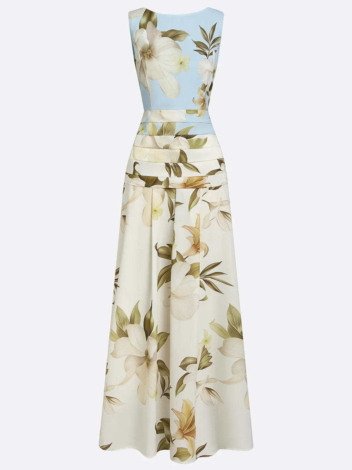 Floral Boat Neck Sleeveless Wedding Guest Maxi Dress Modeberg Bern