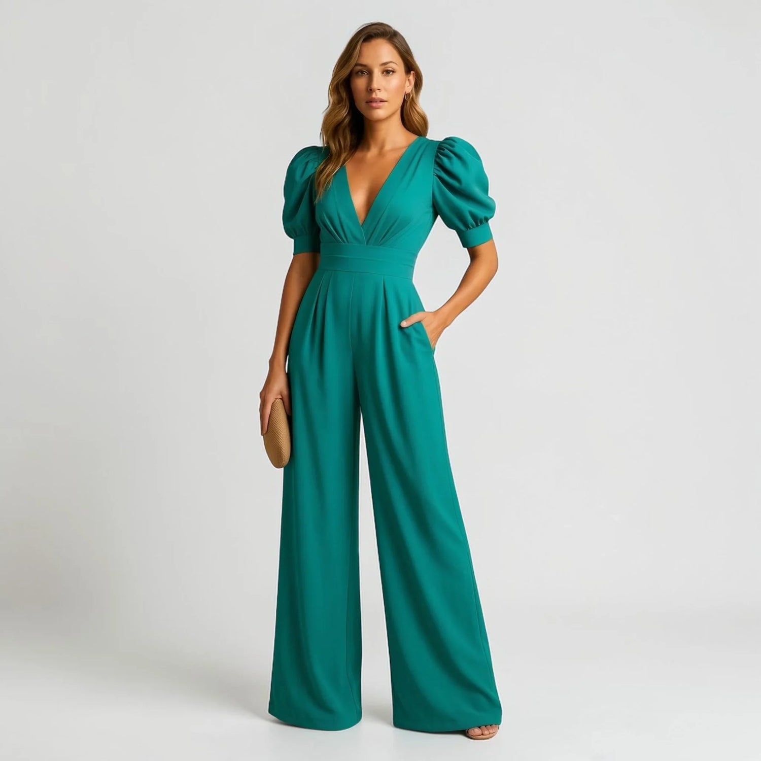 Wide-Leg Puff Sleeve Tailored Jumpsuit Modeberg Bern