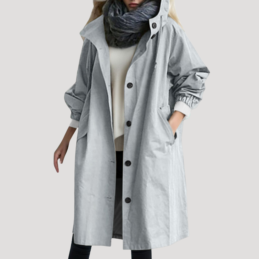 Hooded Button Front Coat for Women Modeberg Bern