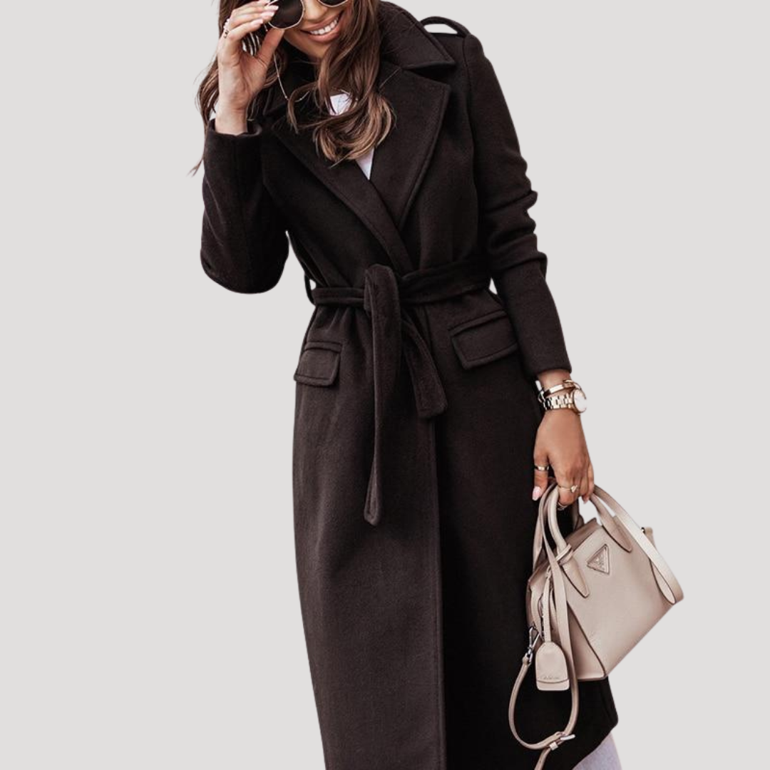 Longline Belted Coat with Tie Waist Modeberg Bern