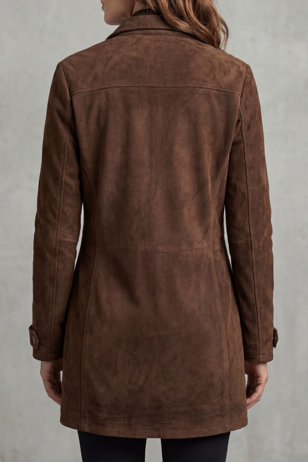 Longline Coat with Suede Effect and Flap Chest Pockets Modeberg Bern