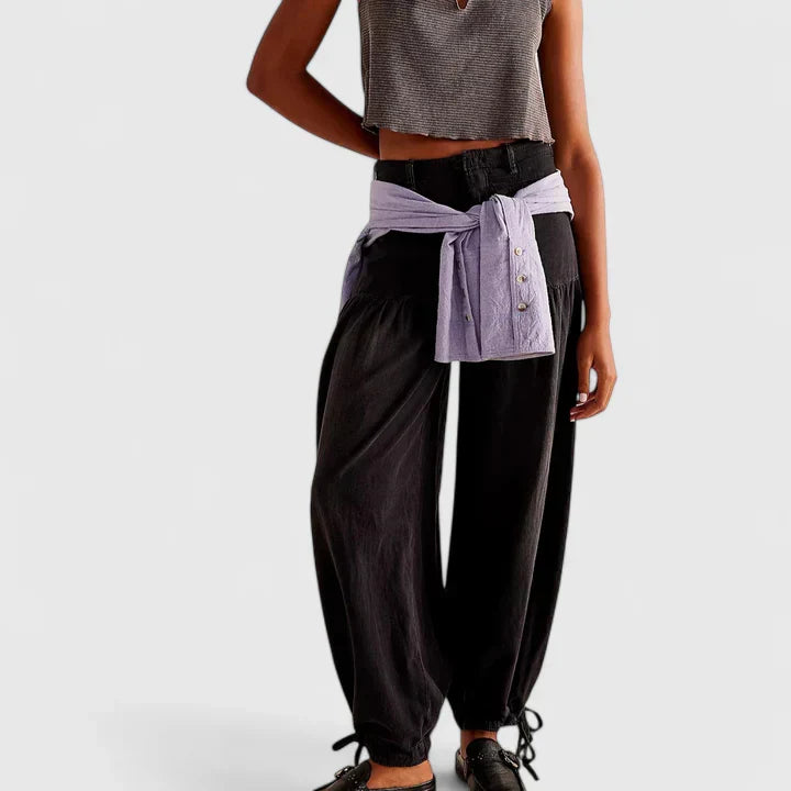 Wide Leg Bohemian Pleated Trousers Modeberg Bern