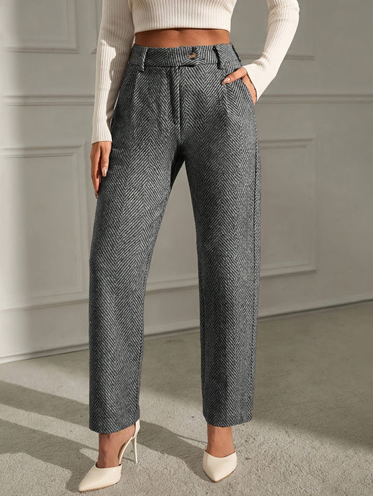 Elegant Grey Straight-Leg Office Trousers Modeberg Bern