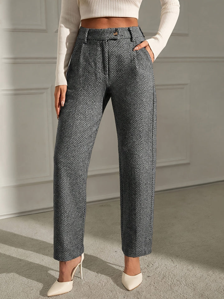 Elegant Grey Straight-Leg Office Trousers Modeberg Bern