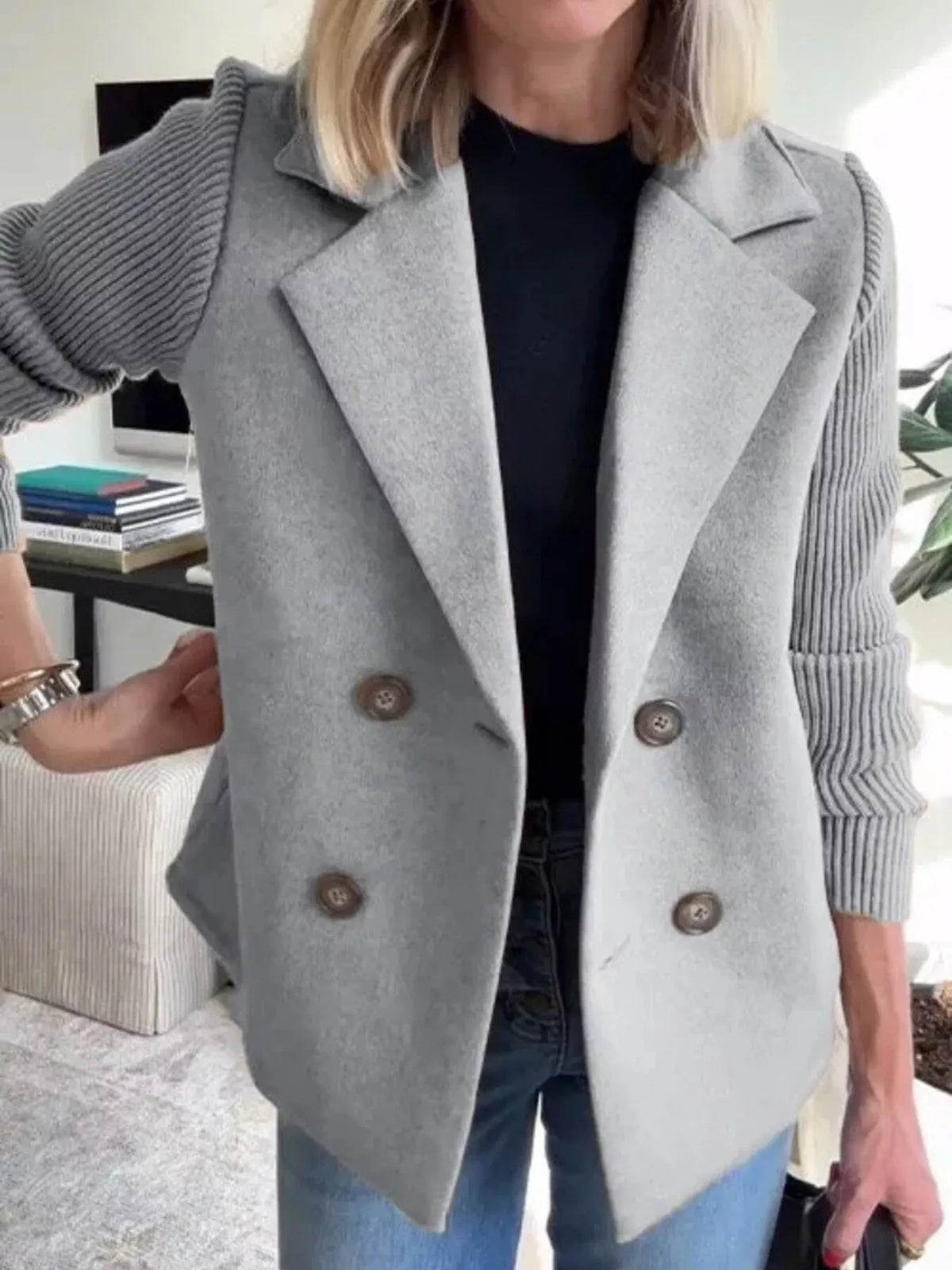 Mid-Length Shawl Collar Overcoat with Buttoned Front Modeberg Bern