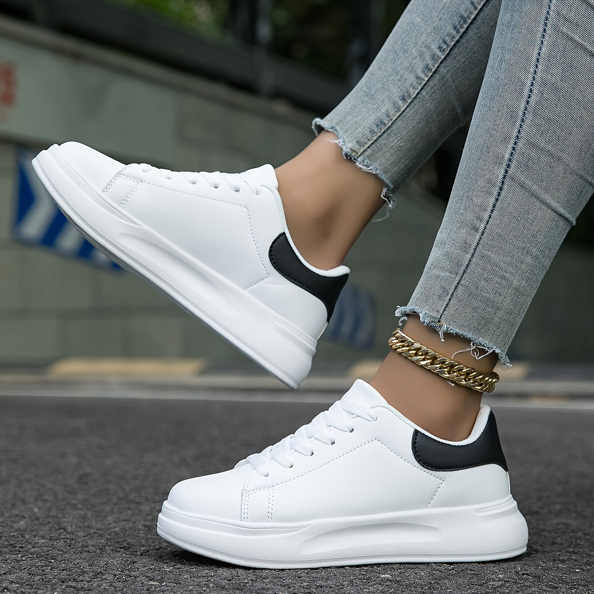 Women's Clean White Leather Trainers Modeberg Bern