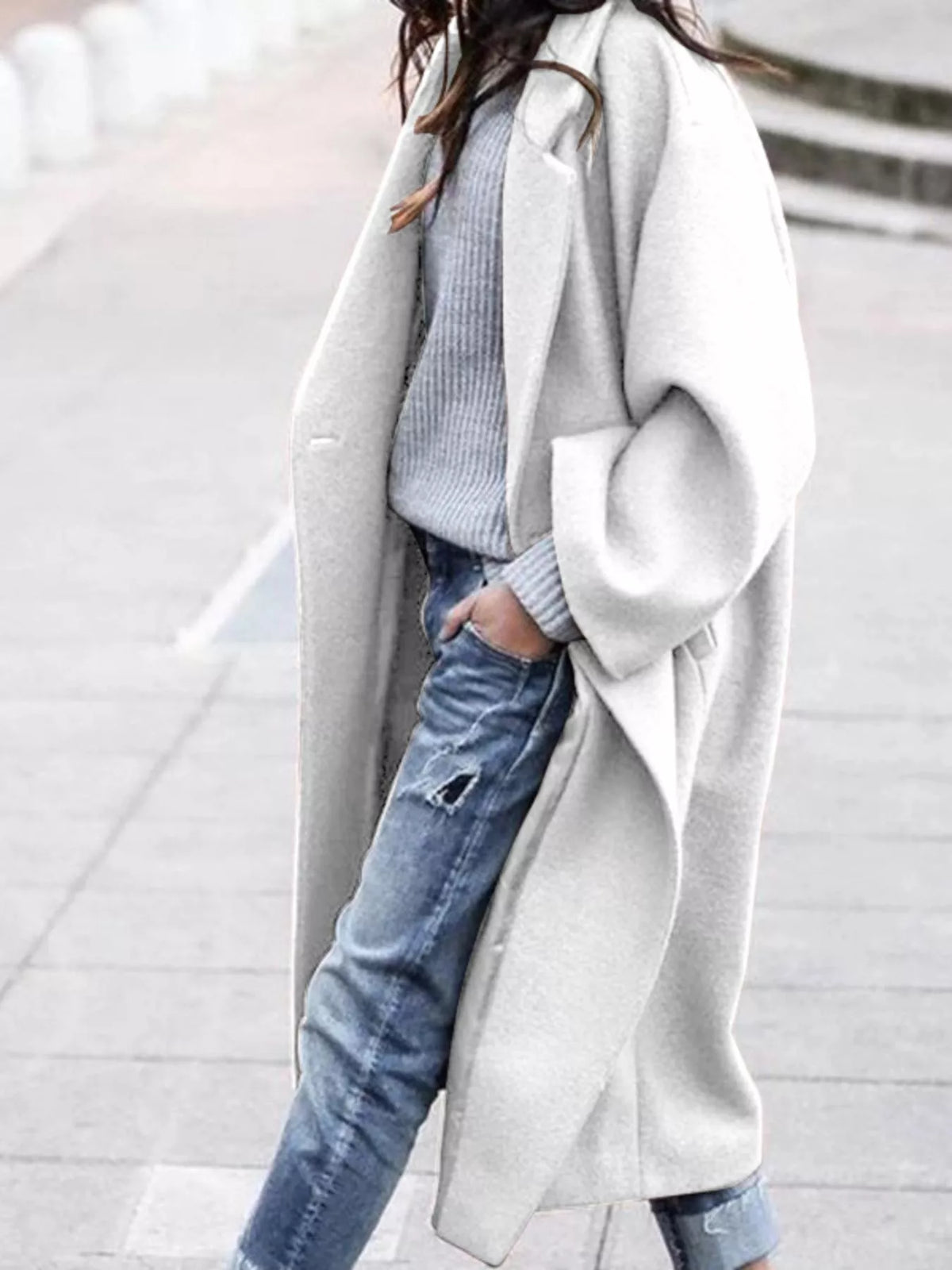 Oversized Long Winter Coat with Wide Sleeves Modeberg Bern
