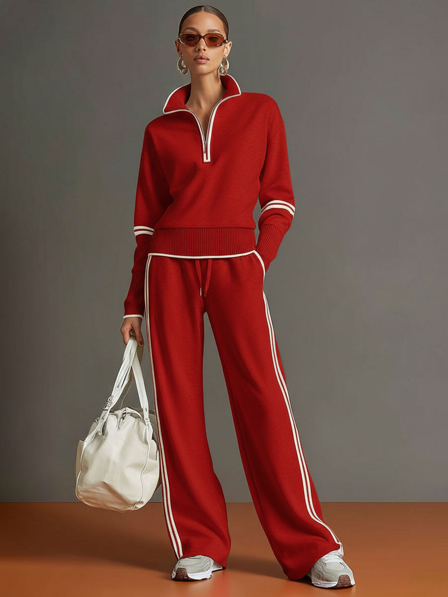 Half-Zip Tracksuit Co-Ord Set with Wide-Leg Trousers Modeberg Bern