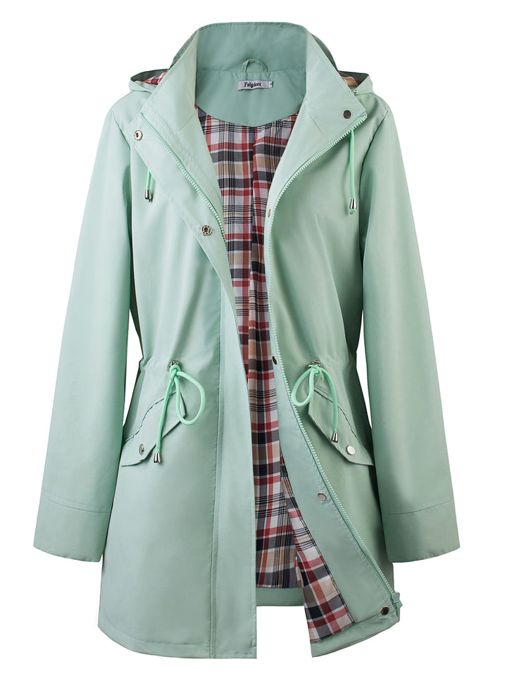 Hooded Zip Up Coat with Drawstring Waist Modeberg Bern