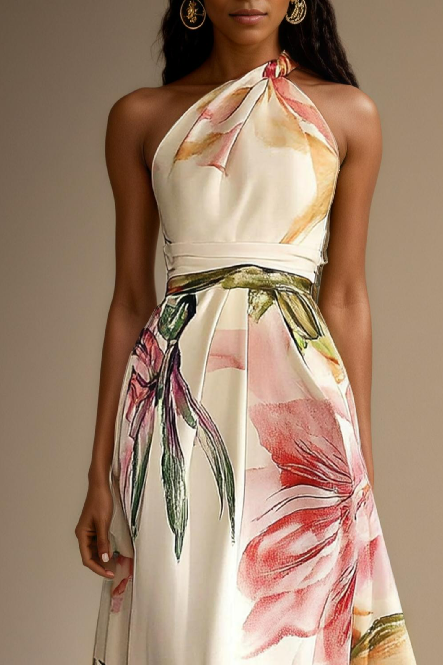 Floral Satin One-Shoulder Wedding Guest Maxi Dress Modeberg Bern