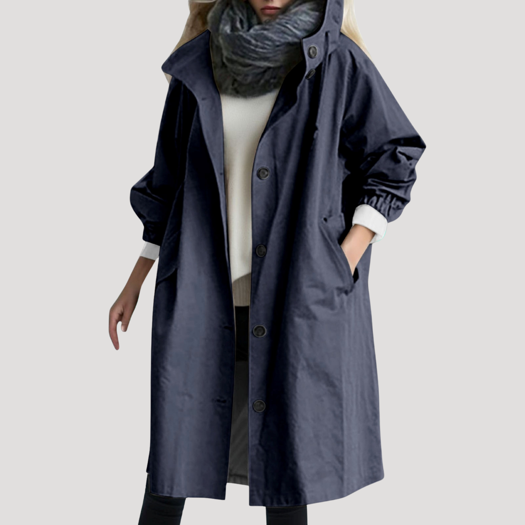 Hooded Button Front Coat for Women Modeberg Bern