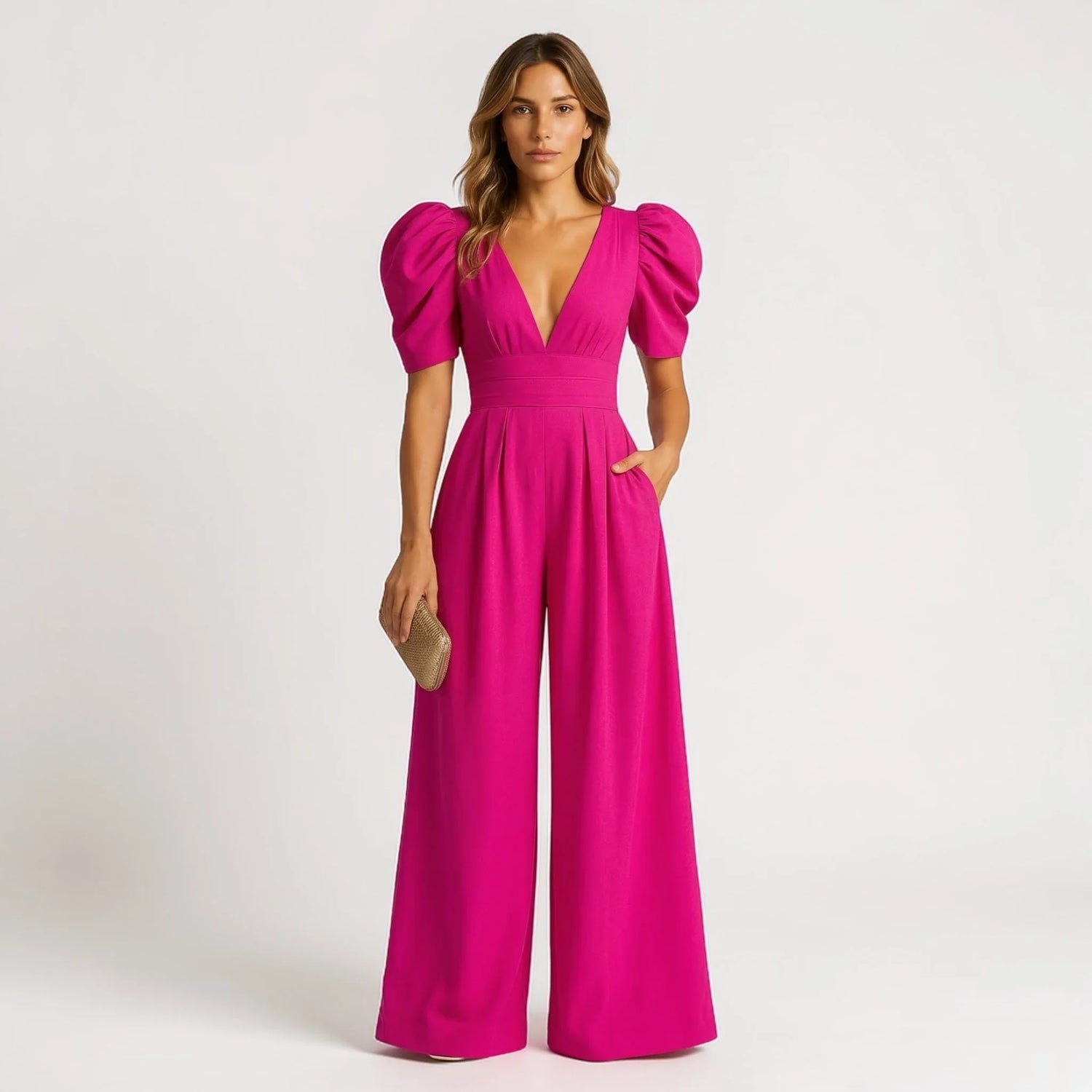 Wide-Leg Puff Sleeve Tailored Jumpsuit Modeberg Bern