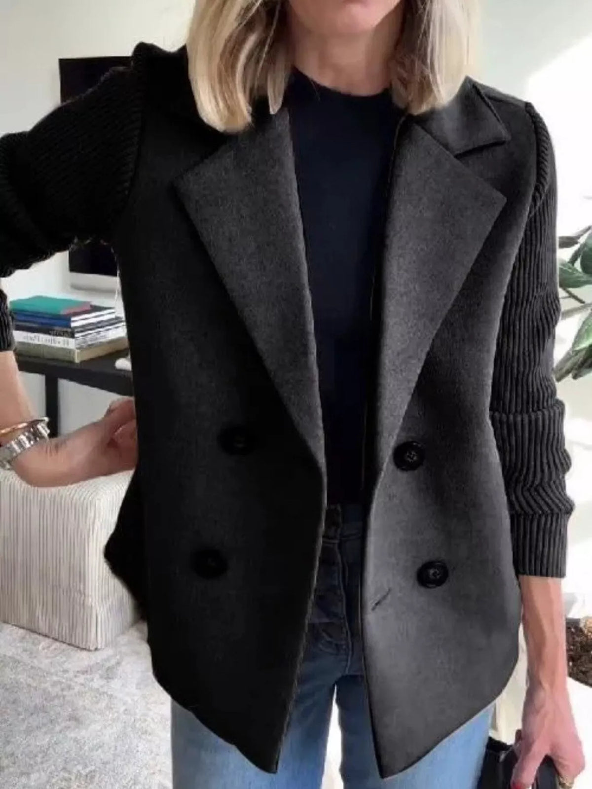 Mid-Length Shawl Collar Overcoat with Buttoned Front Modeberg Bern