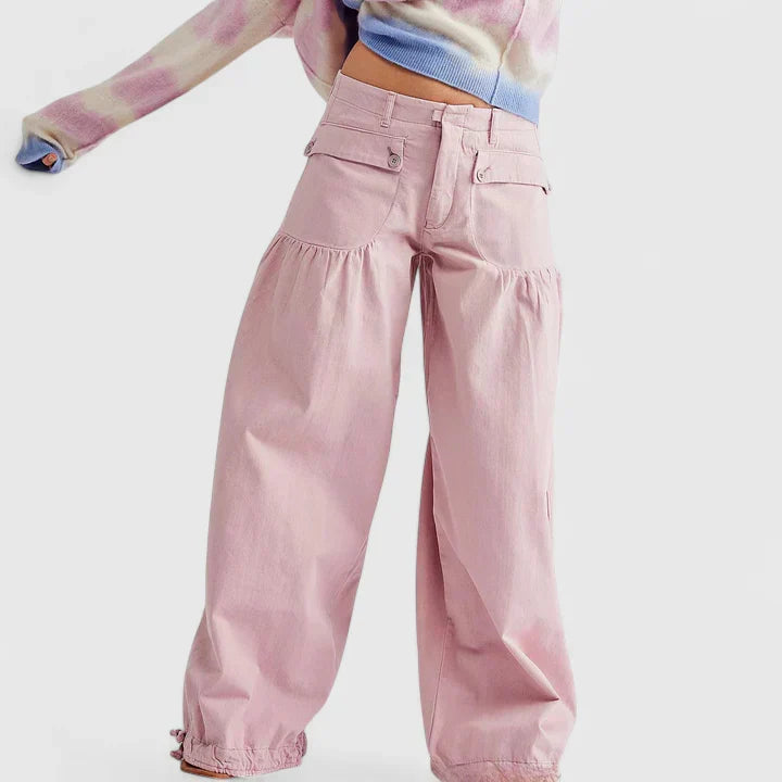 Wide Leg Bohemian Pleated Trousers Modeberg Bern