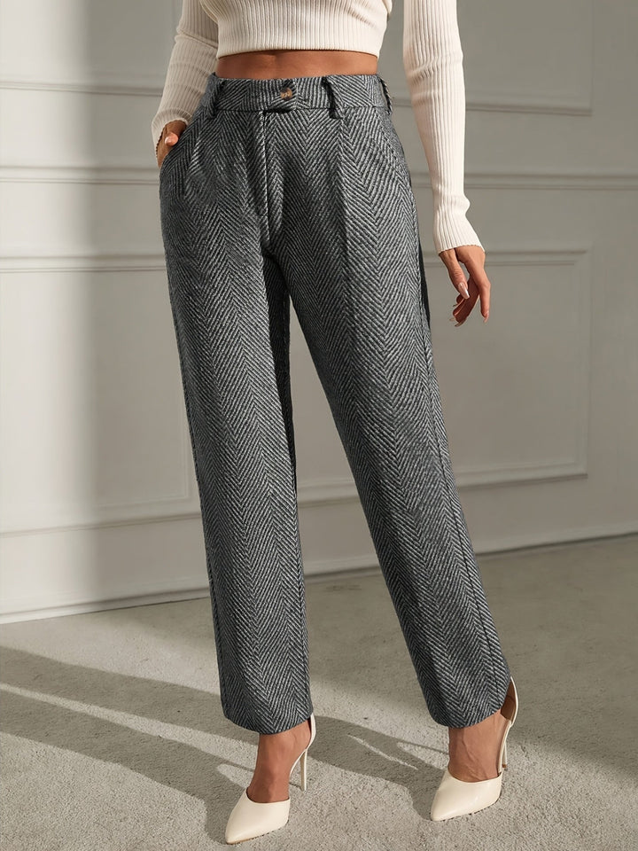 Elegant Grey Straight-Leg Office Trousers Modeberg Bern