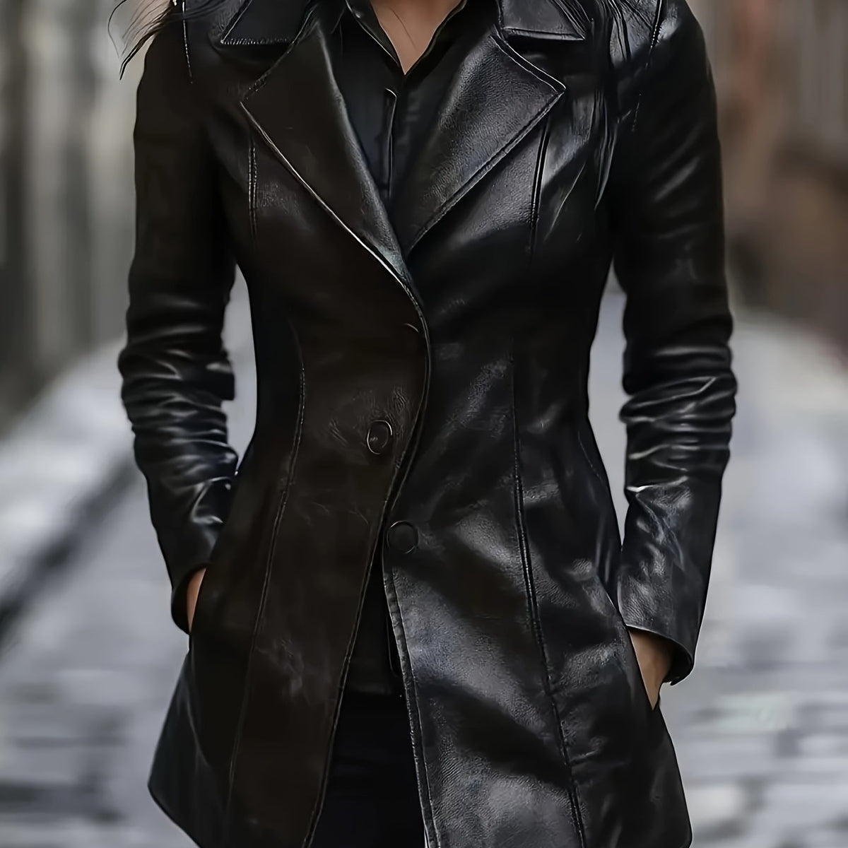 Mid-Length Coat with A-Line Hem and Notched Collar Modeberg Bern
